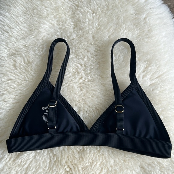 NWOT Sabal Swim Cleavage Enhancing Seaside Bikini Top Black Ribbed size M - Picture 5 of 6